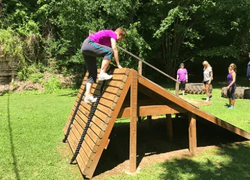 Adventure setup for schools - wood plank activity 