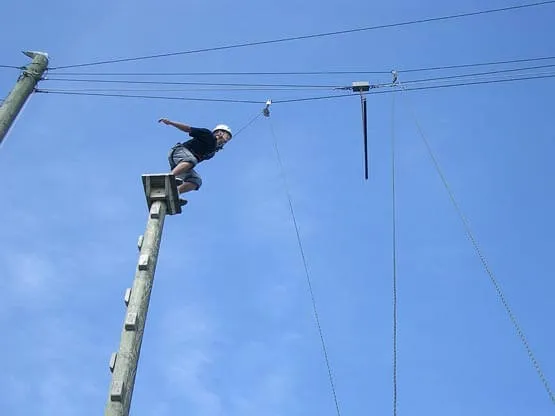 Twisted climbing tower activity built by oxo for a high rope course element