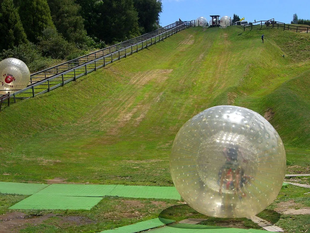 a long zorbing ball track built in India